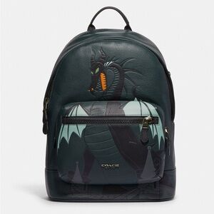 Disney X Coach West Backpack With Maleficent Dragon Motif CC043 NWT Pine Green